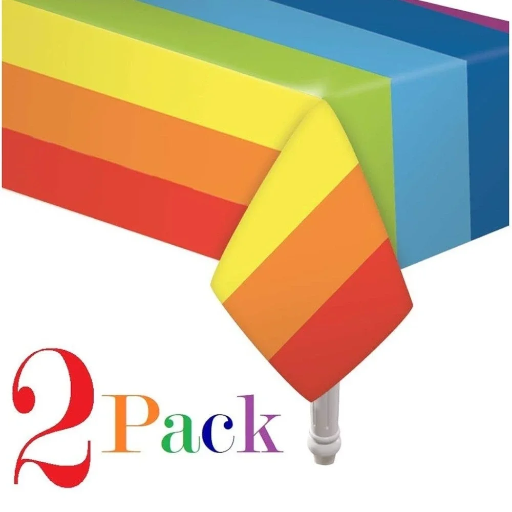 Rainbow Party Supplies Kit Serves 30 Plates Cups Napkins Tablecloths NIB